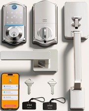 Smart Door Lock Fingerprint Keyless Entry Deadbolt with Handle Keypad Nickel