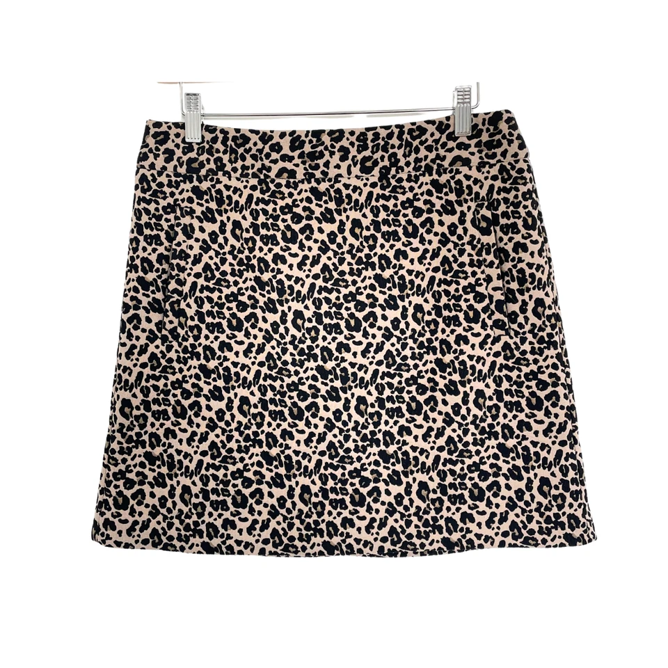 Falda LOFT Mujer 6 Pequeña Mini Animal Estampado Leopardo Negro Tostado Bolsillos Ann Taylor Foto 3 de 4