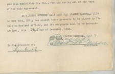 1940 Agreement with Ed Gottlieb of the Negro Leagues Signed 2X by Ed Barrow
