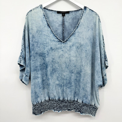 Marc New York Top Shirt Womens 1X Mineral Wash 3/4 Sleeve Boho Coastal Scandi