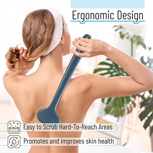 Back Scrubber Body Brush for Bathroom Shower with Long Handle and Soft Bristles - Picture 4 of 8