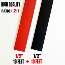 20 Feet 10' BLACK  10 RED 1/2" inch Polyolefin 2:1 Heat Shrink Tubing
