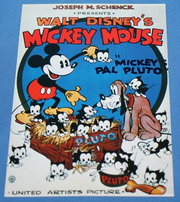 VINTAGE WALT DISNEY'S MICKEY MOUSE MICKEY'S FRIEND PLUTO  POST CARD WDC-36 NOS