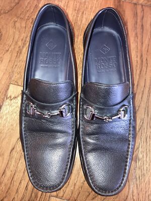 Monte Rosso Men s Black Leather Dress Italian Bit Driving Loafers  8 8M Italy