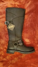 NEW HARLEY DAVIDSON BLACK LEATHER KNEE HIGH BOOTS. SIZE WOMEN'S 8