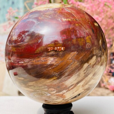 5.98lb Large Jade Natural Petrified Wood Crystal Fossil Sphere Ball Specimen