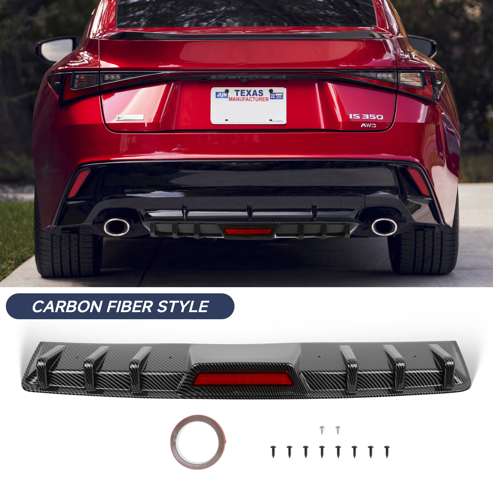 For 2014-2016 Lexus IS250 IS350 LX 470 LX 570 Rear Bumper Diffuser W/ LED Light