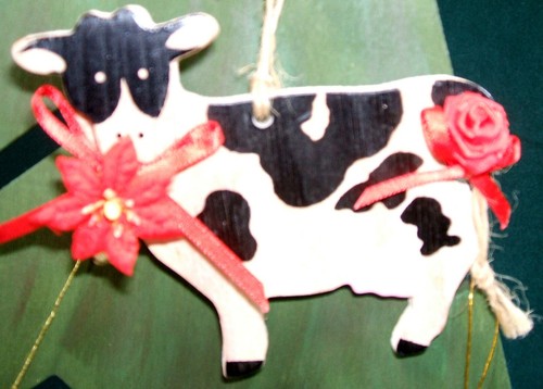 5 Xmas Wooden Animal Ornaments - cow, elephant, bear, horse and rocking horse - Picture 3 of 7