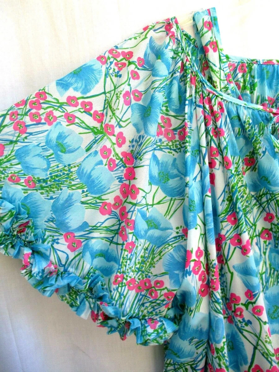 VTG 60 S 70 S LANE BRYANT 2PC NIGHTGOWN ROBE TURQUOISE