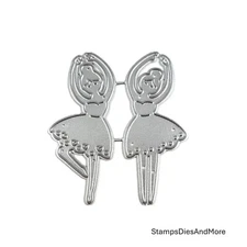 TWIN BALLET DANCERS Metal Cutting Die Greeting Card Making Scrapbook Pages