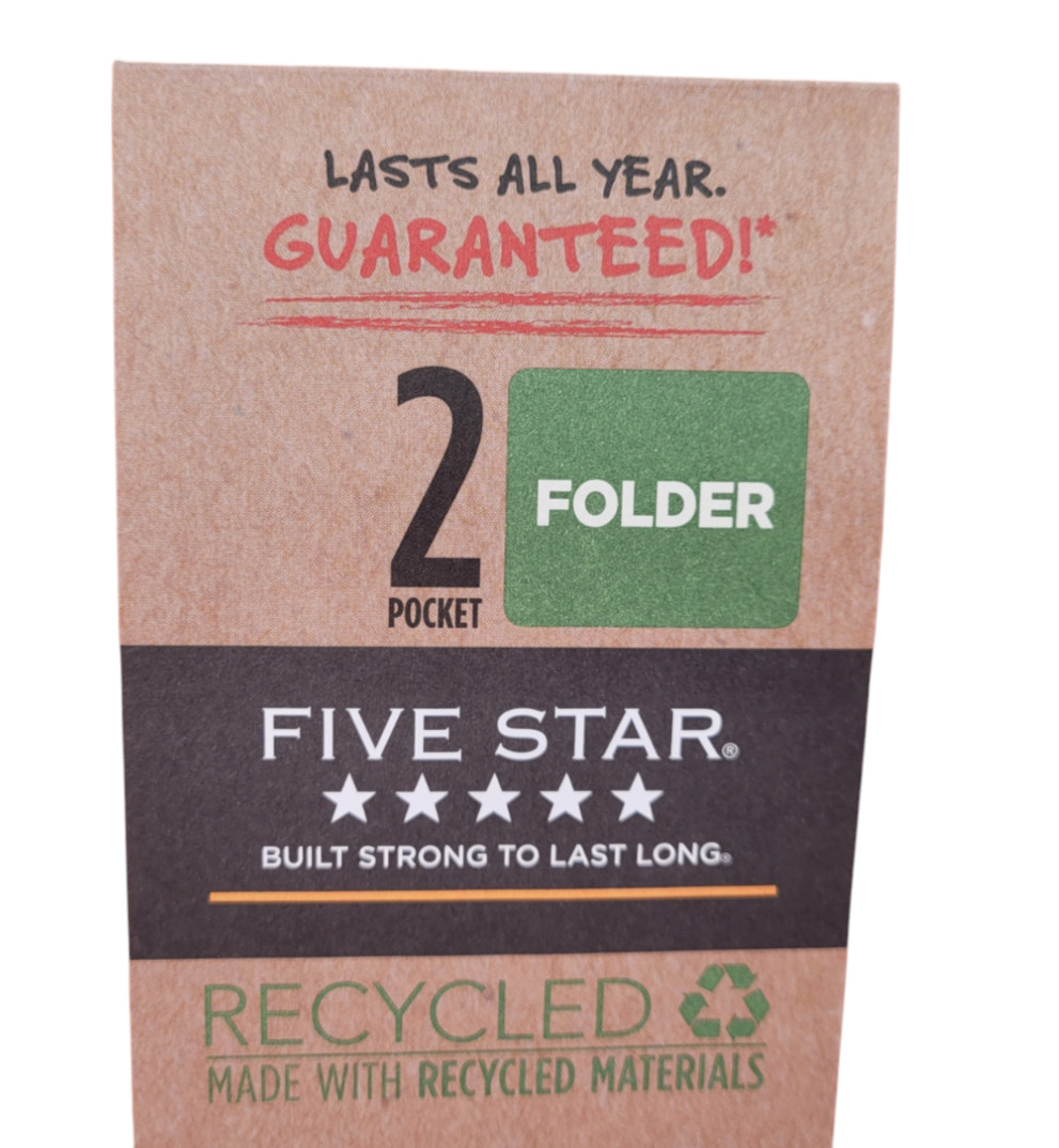 Lot of 3 Mead Five Star Plastic RECYCLED 2-Pocket Folders Zion Clay NEW