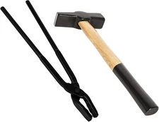 16" Bonbo Blacksmith Tool Set - Wolf Jaw Tongs Blacksmith Tongs and Hammer