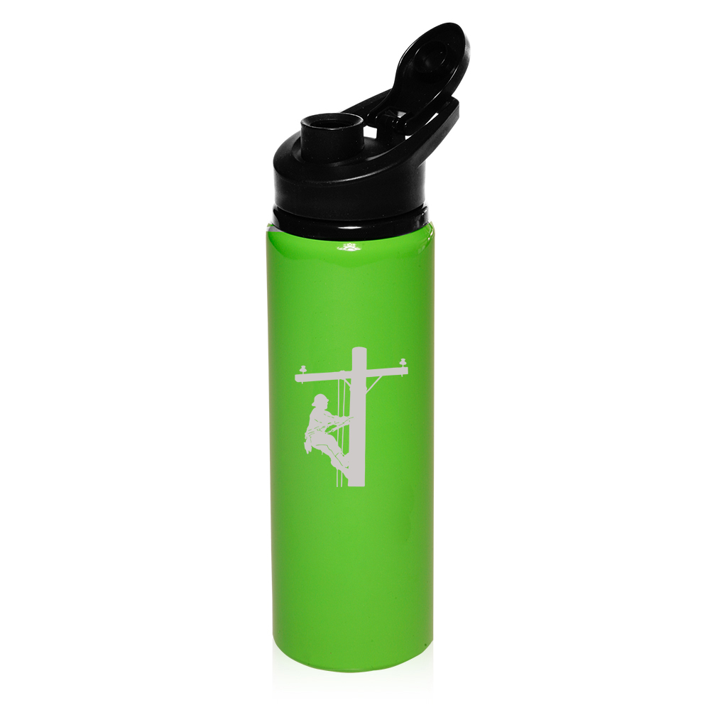 25oz Aluminum Sports Water Bottle Travel Lineman Electric Pole