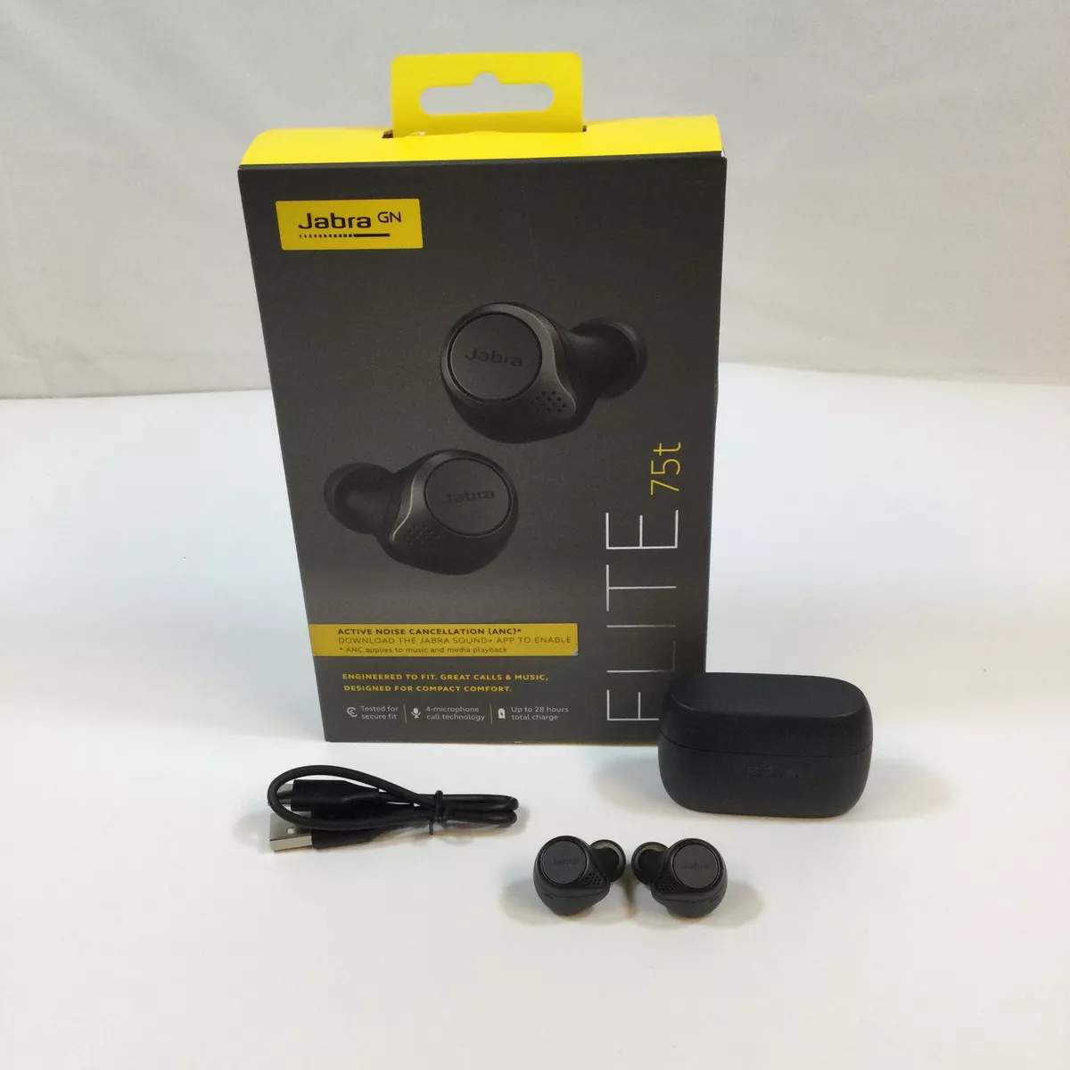 Jabra Elite 75t OTE120L Titanium Black True Wireless In Ear Earbuds Used