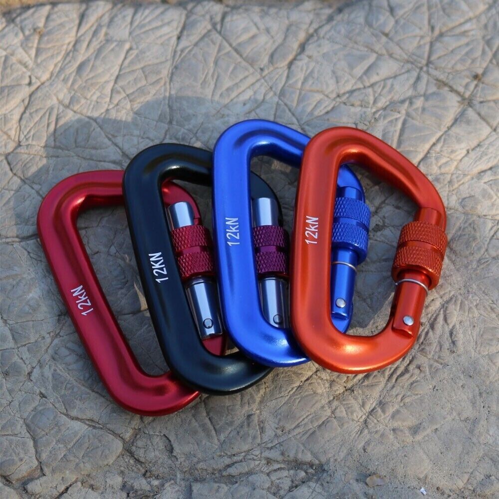 4 Pack 12KN Carabiner Clip Rock Climbing Carabiner Security Locking Carabiner