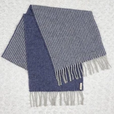 K500 CALVIN KLEIN CK Gray Blue Wool Scarf Scarves Shawl 57" X 11.5"