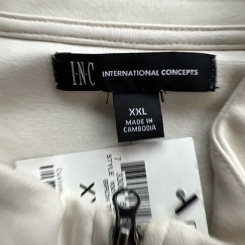 INC International Concepts Stretch Knit Jacket Mens 2XL Cream Full Zip New - Picture 5 of 18