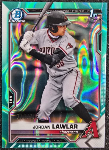 2021 Bowman Draft Chrome 1st Aqua Lava Refractor /199 Jordan Lawlar #BDC-194