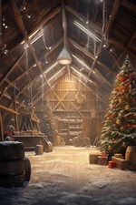 CHRISTMAS BARN STRETCHED CANVAS PRINT WALL ART READY TO HANG CA42