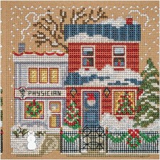 Winter Village Cross Stitch Kit - Cozy Physician's Cottage with Beads  Buttons