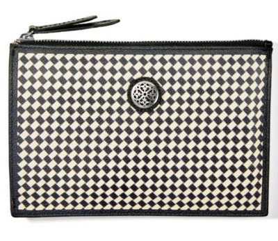 Brighton Ferrara  Mixology MOSAIC Black White Leather Zip Pouch MSRP $120   NEW