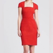 Banana Republic NEW Women Solid Red Sloan Sheath Short Sleeve Dress Size 14