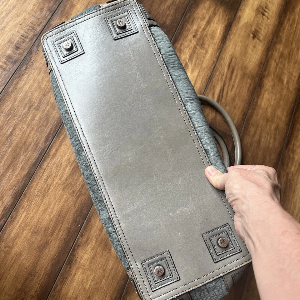 Alice + Olivia by Stacey Bendet Gray Fur Hair Leather Tote Satchel Large - Image 3 of 4