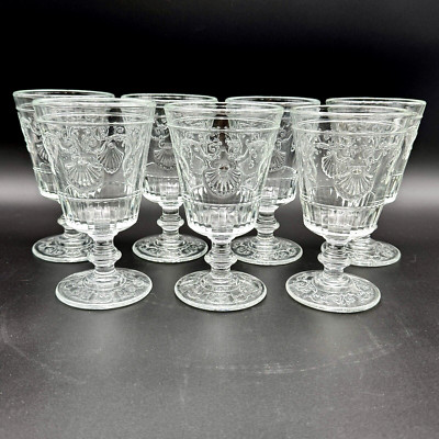 La Rochere VERSAILLES SET/7 6.5'' Pressed Glass Water Goblets 14 oz. Shell France