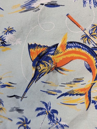 Mens Chaps 42 Shorts Printed Lt Blue swordfish Hawaiian Tropical Fishing Golf - Picture 6 of 6