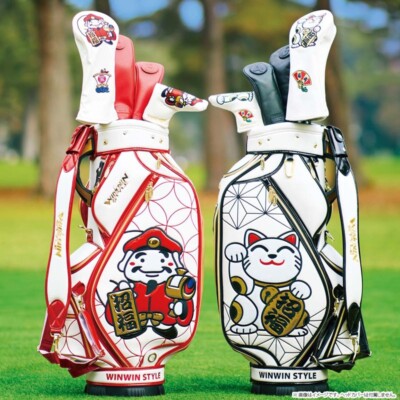 WINWIN STYLE Golf Japan 2025 LUCKY GODs CART BAG GOLD