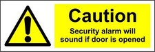 Image of Caution security alarm will sound if door is opened Safety sign