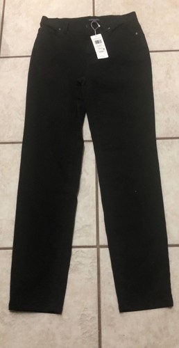 NEU MIT ETIKETT EILEEN FISHER "XXS" SCHWARZE SCHMALE STRETCH-JEANS AUS BIO-BAUMWOLLE MIT HOHER TAILLE 178 $