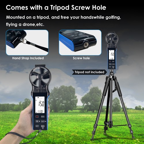 HoldPeak Wind Speed Meter Anemometer with Temp ℃/℉, Multi-Units, 400mAh IP65 - Picture 7 of 9