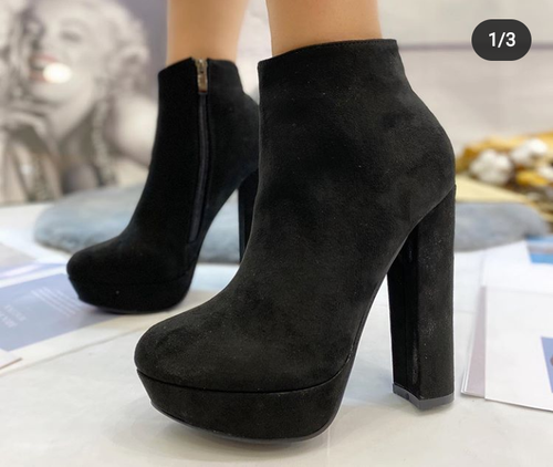 Scarpe donna decoltè con tacco alto stivali scamosciati tronchetto con  plateau | eBay