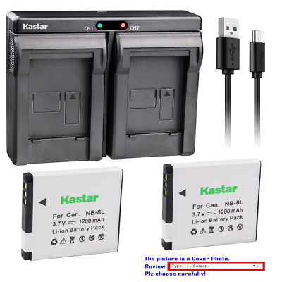Kastar USB Dual Charger Battery for Canon NB-8L CB-2LA Canon PowerShot A3200 IS