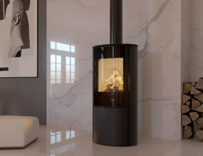 eleganter Kaminofen ELLISSE S Ellipsenform , 5kW erfüllt neuste deutsch Norm