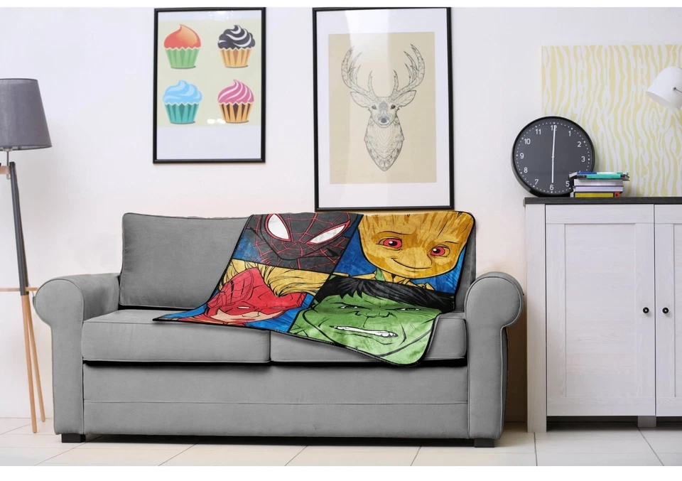 Marvel Avengers детский 46 дюймов x 60 дюймов супермягкий плюшевый плед новый с Ярлыками - Изображение 2 из 4