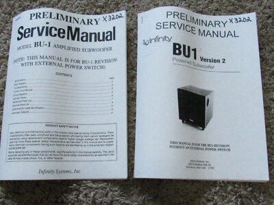 2 INFINITY BU-1 PRELIMINARY POWERED SUBWOOFER SERVICE REPAIR MANUAL | eBay