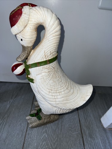 Vintage Christmas Goose Holly Christmas Ornament Hand painted 12" Folk Art - Picture 6 of 11