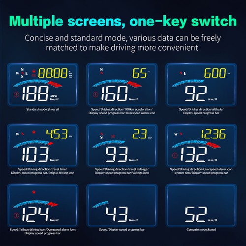 3.8" Car HUD Head Up Display GPS Speedometer Projector Speed Warning Gauge Alarm - Picture 3 of 9