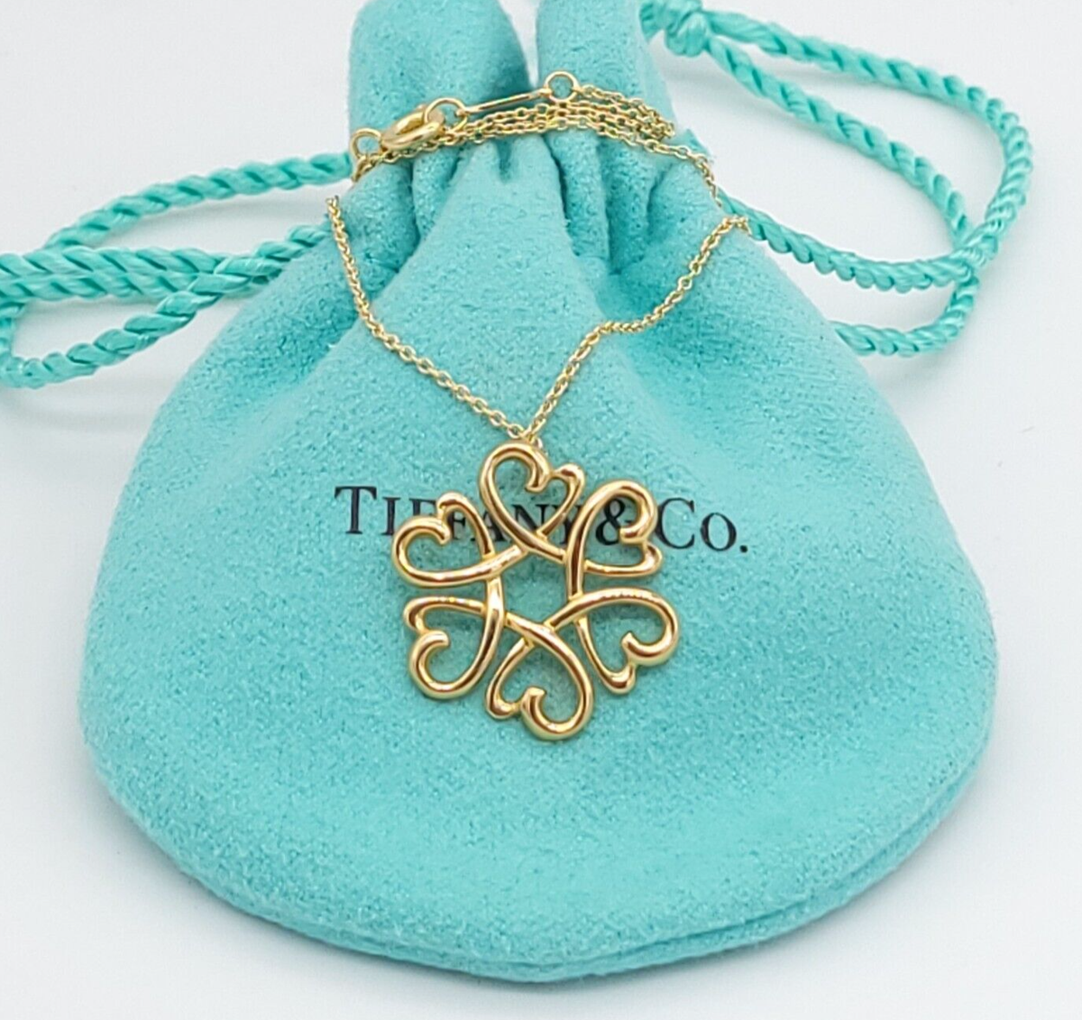 Tiffany Paloma Picasso Loving Heart Flower Pendant Necklace