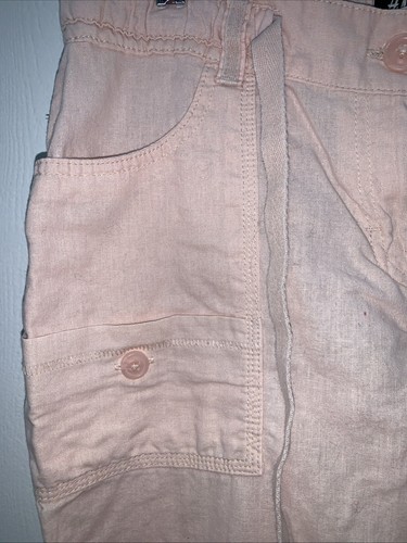 H&M Womens Linen Wide-Leg Pants Size 10 Lt Pink Pockets Cinched Tie Casual Beach - Picture 3 of 12