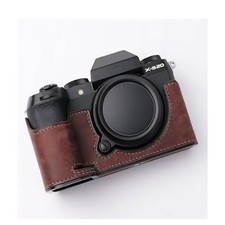 Handmade Genuine Leather Half Case for FUJIFILM X-T20 Camera  Metal Base Plate