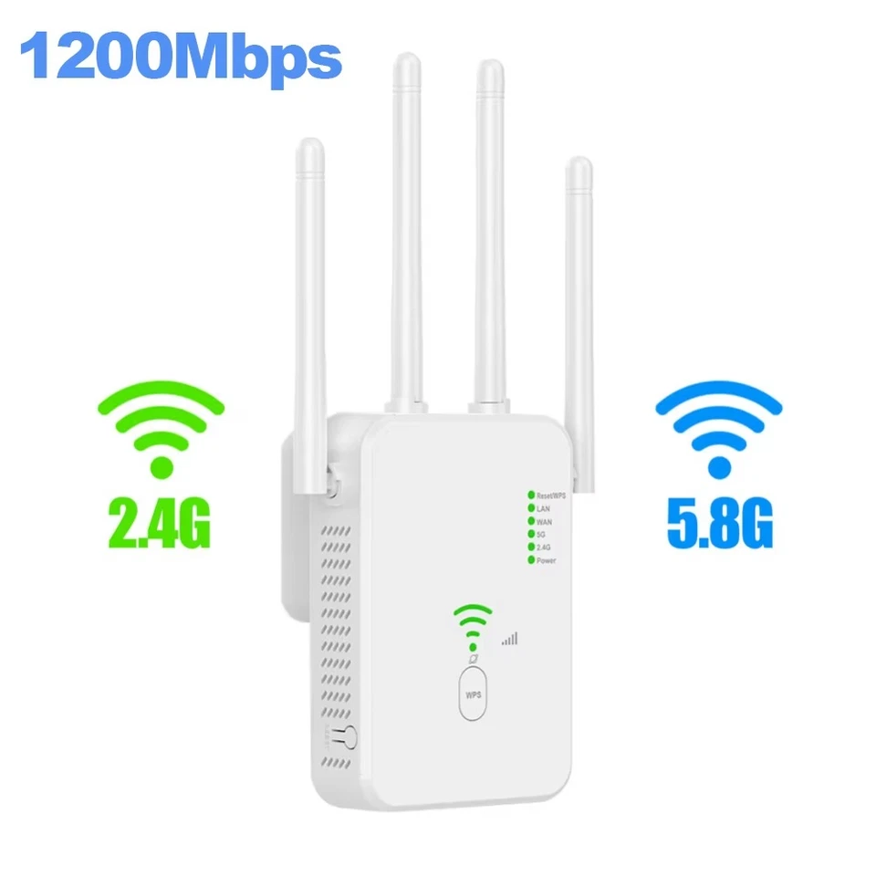 1200Mbps WiFi Signal Extender Range Repeater Booster Internet Amplifier UK Plug - Image 4 of 4