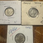 2 Mercury 1941 1945 S Dimes And One Roosevelt 1946.  Good Condition