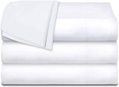 Twin Flat Sheets 3 Pack, White Cotton Flat Bed Sheet 66X104 Inches, 200 Thread C