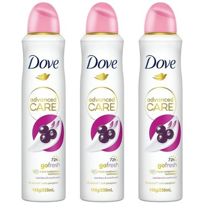 3 Pack Dove Women Advanced Care Acai Berry Waterlily Antiperspirant Spray 250 ml