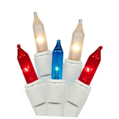 Dobar Patriotic Christmas Lights - 100 Count - Red White Blue Christmas Tree