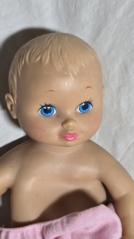 Vintage 1990 9” Lauer Toys Water Babies Baby Green Eyes Blonde Hair Doll