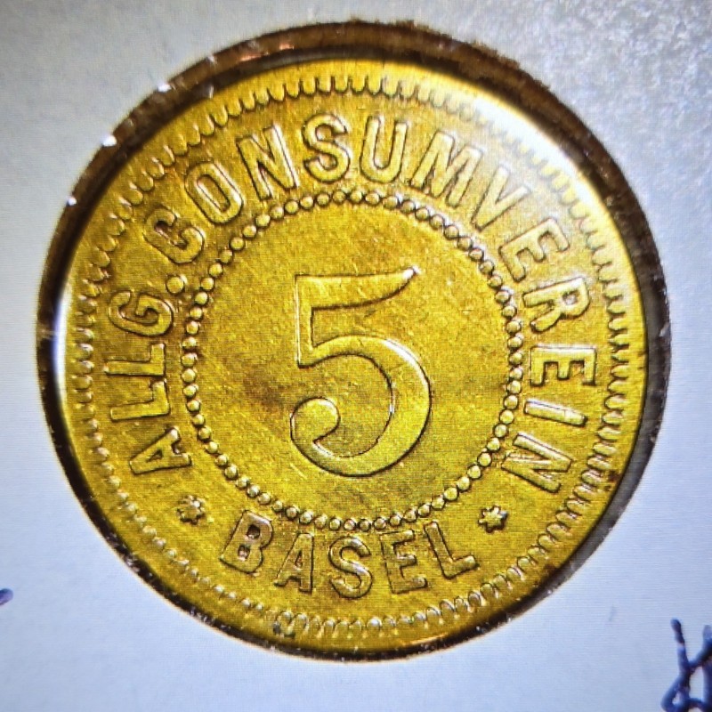ALLG. Consumverein Basel 5 Bronze Token Trade